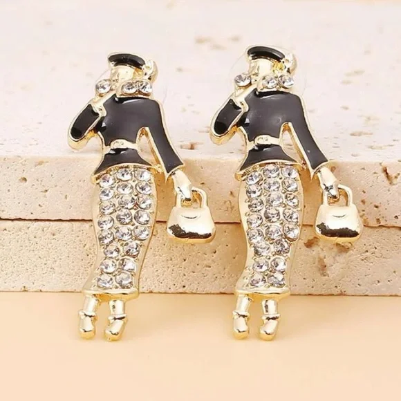 New Inventory 🔥Rhinestone Decor Figure Stud Earrings🔥 - Picture 2 of 6